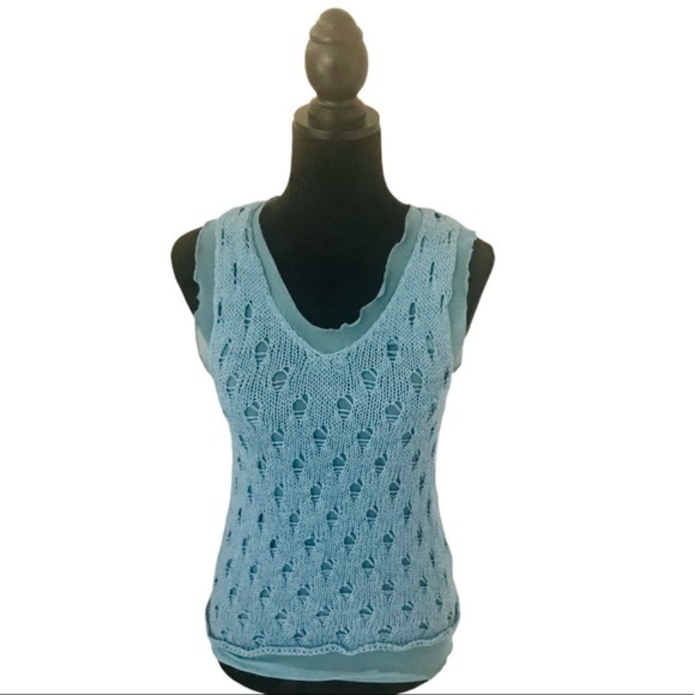 SD II Teal Crochet Tank Top Size Medium